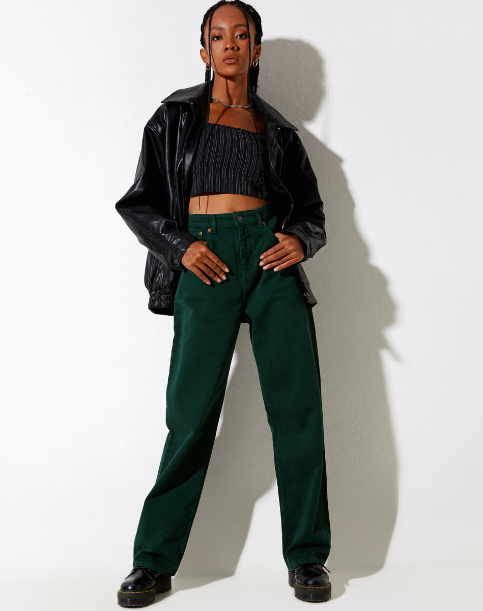 Forest Green Wide Leg Jeans | Parallel – motelrocks-com-us