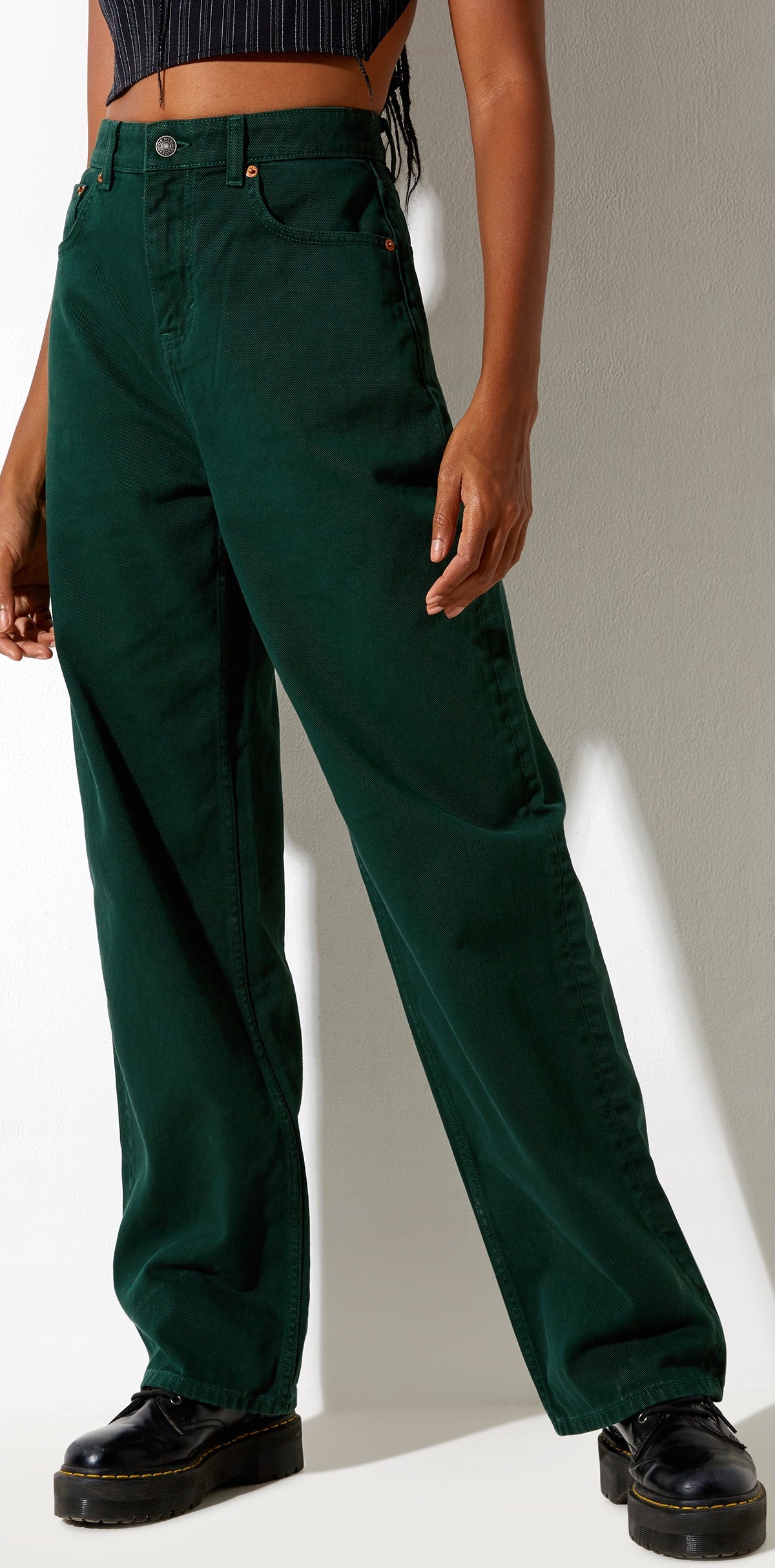 Forest Green Wide Leg Jeans | Parallel – motelrocks-com-us