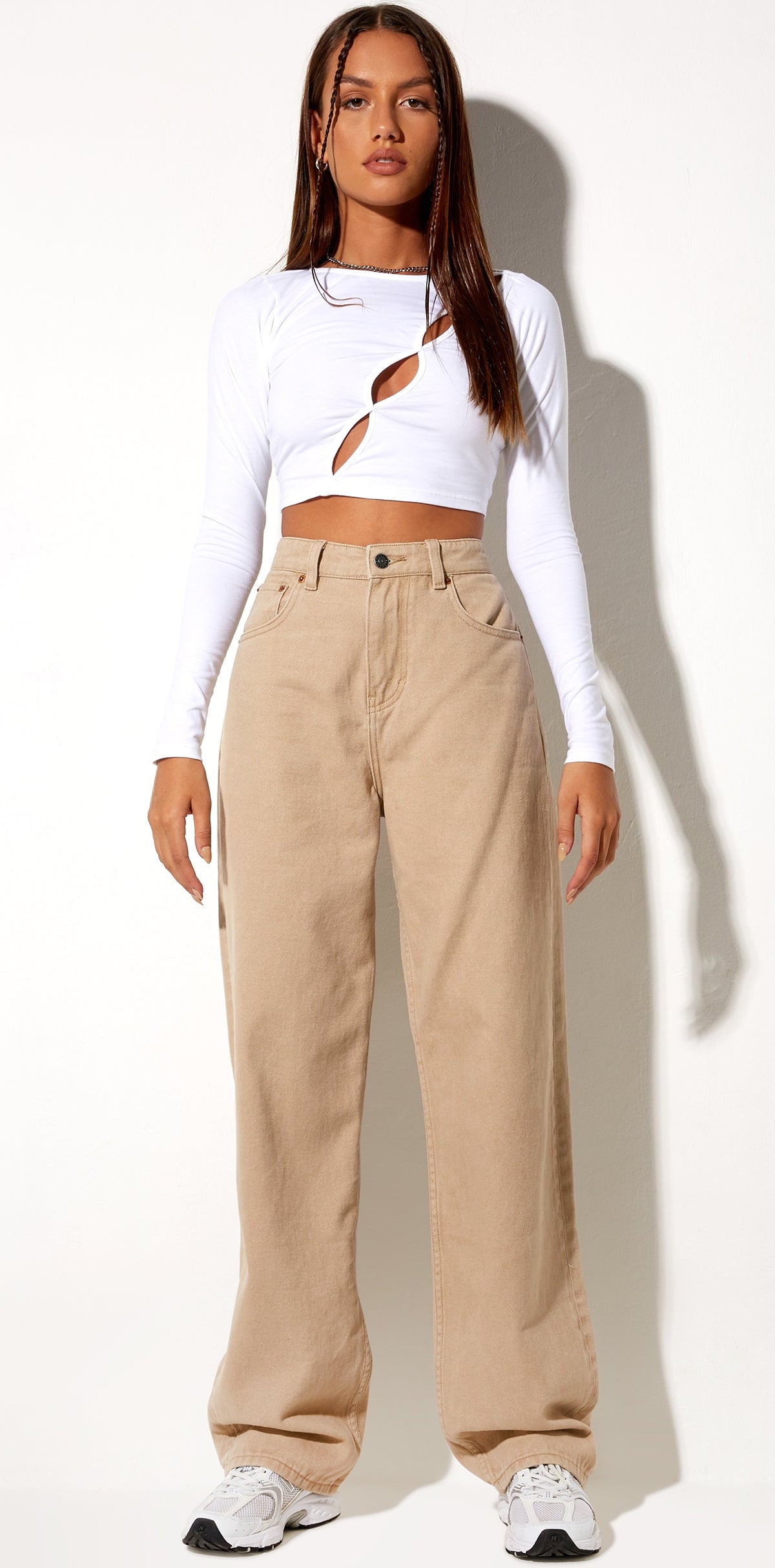 Beige Sand High Waisted Wide Leg Jeans | Parallel – motelrocks-com-us