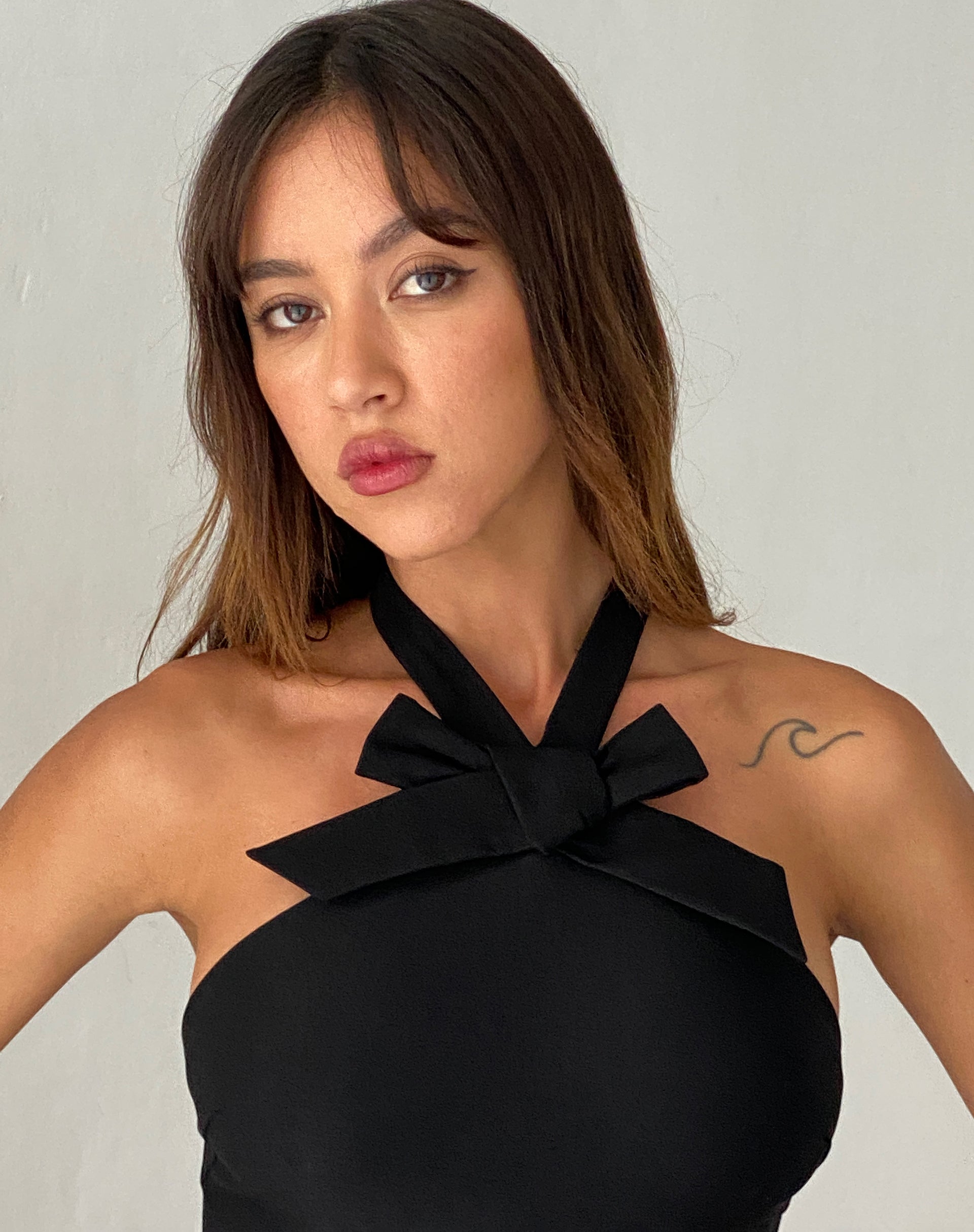 Tall Bow Detail Ruched Bust Crop Top