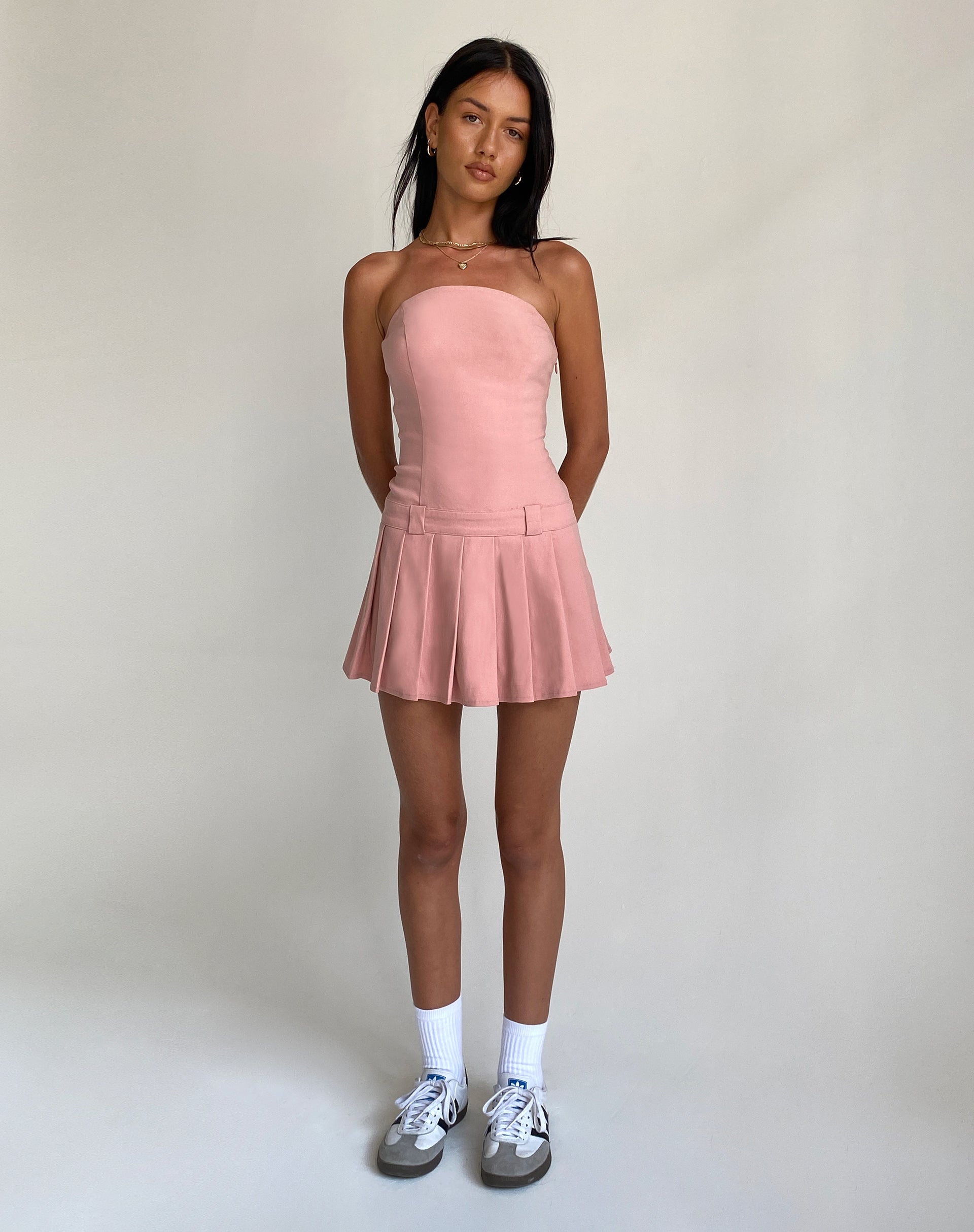 Payoda Bandeau Mini Dress in Pink , Bodycon , Pleated , Zip Up Payoda Bandeau Mini Dress in Pink , Bodycon , Pleated , Zip Up