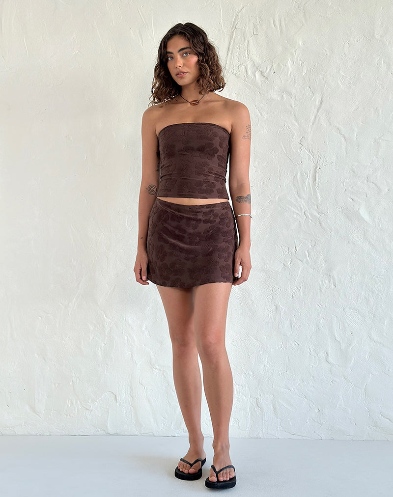 Image of Oruto Skirt in Hibiscus Terry Brown