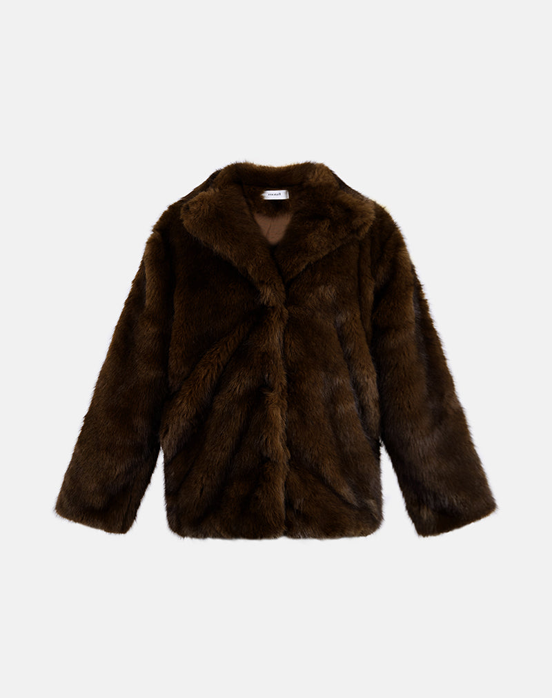 Brown Faux Fur Jacket | Pepita – motelrocks-com-us