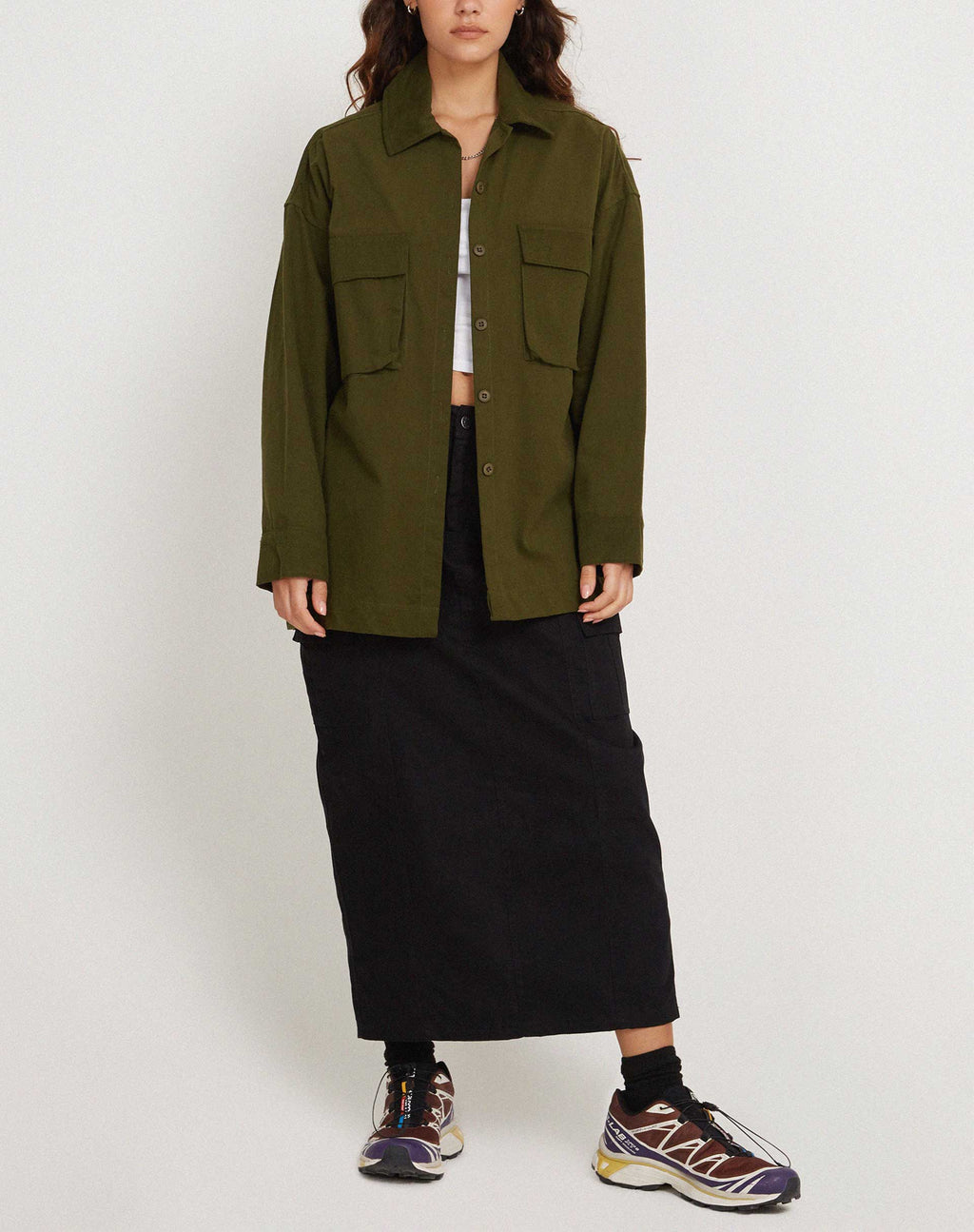 Phlox Oversized Shirt in Dark Olive