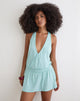 Image of Pippa Plunge Wrap Mini Dress in Jersey Aqua