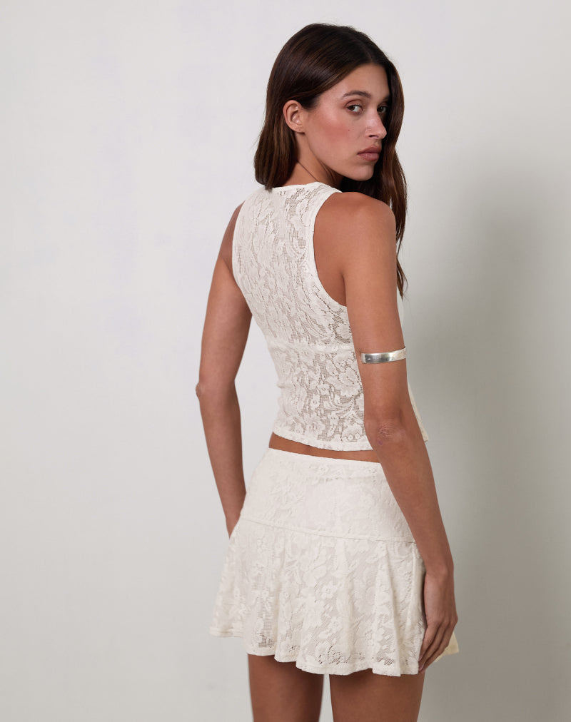 Ivory Hibiscus Crochet Lace Sleeveless Top | Polovina – motelrocks