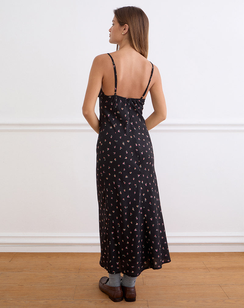 red rose print maxi dress Raquel 3/4 Sleeve Maxi Dress in Red Rose Print 4X