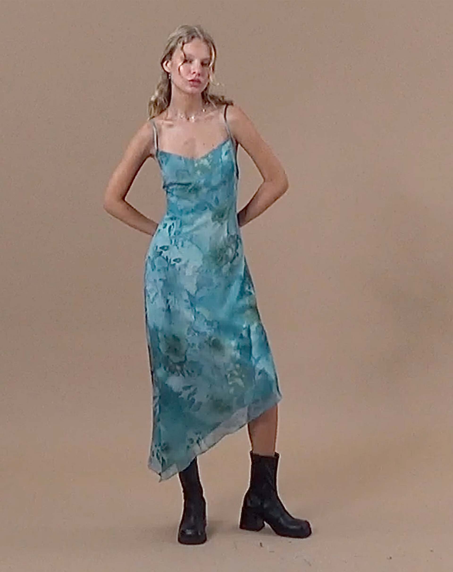 Watercolour Floral Blue Midi Dress | Preston – motelrocks-com-us