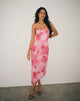 image of Preston Midi Dress in Watercolour Floral Pink