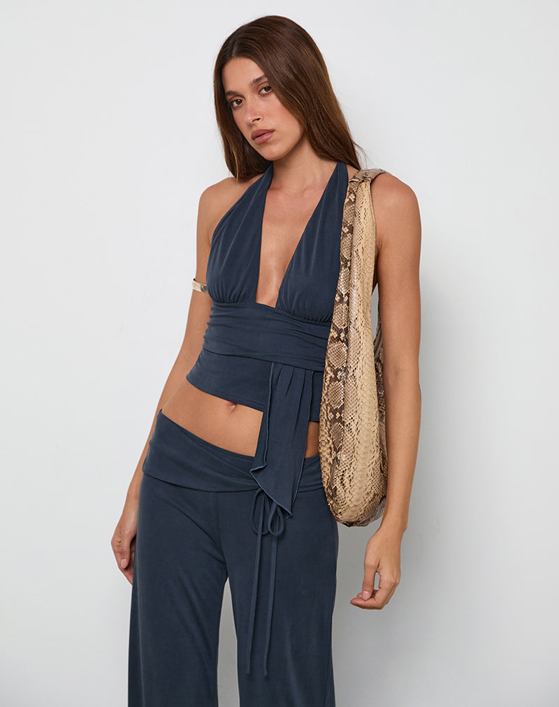 Ocean Storm Cupro Halter Open Back Top | Prilla – motelrocks-com-us