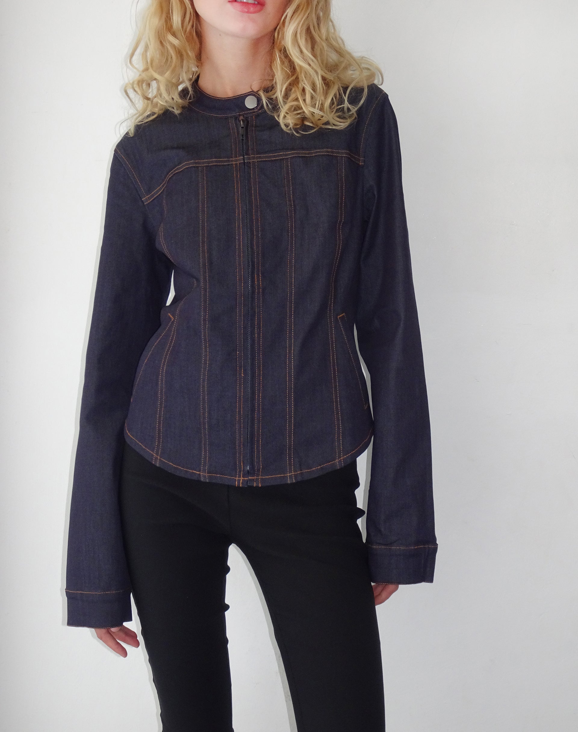 Womens Size 16 12 10 8 14 Stretch Fitted Denim Jacket Frayed Jean Jackets  Blue | eBay