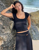 Image of Gianina Crop Top in Black Textured Crochet