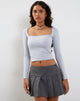 image of Quebon Long Sleeve Top in Grey Dawn