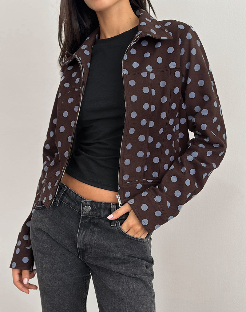 Image of Quorra Jacket in Mono Polka Brown