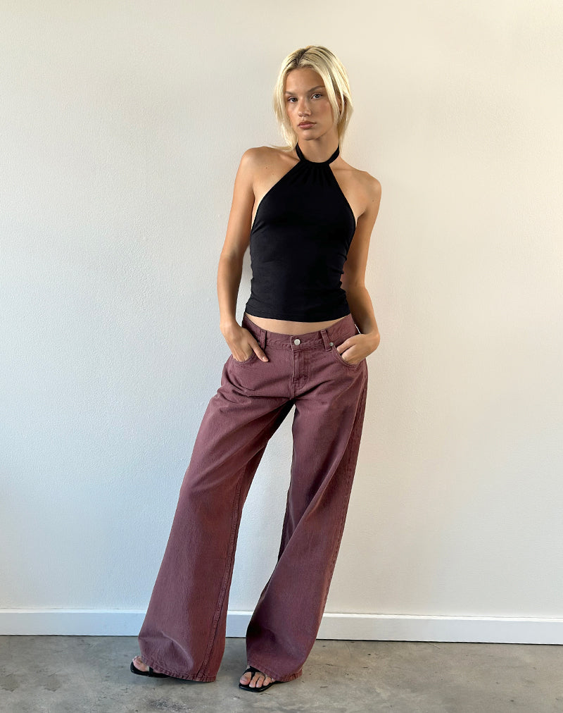 Low Rise Roomy Jeans in Burgundy