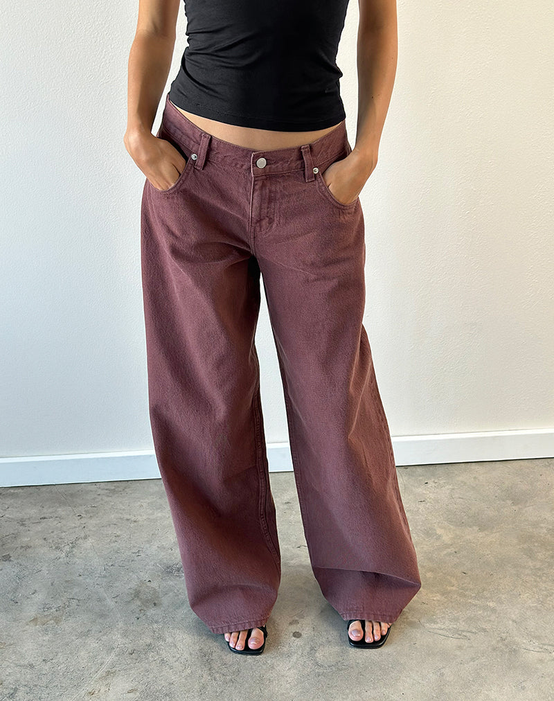 Low Rise Roomy Jeans in Burgundy