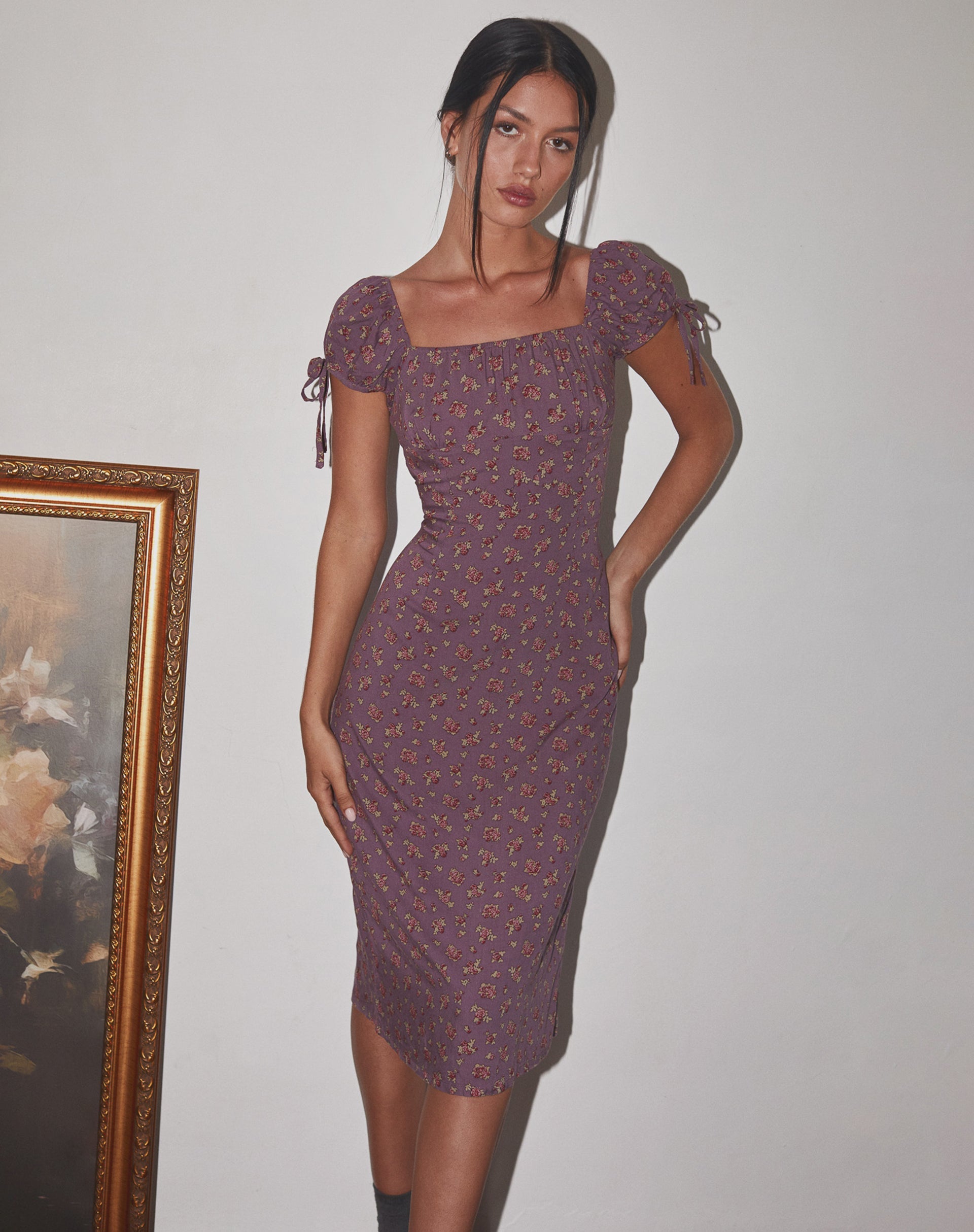 deep purple midi dress Petal and Pup Women's Floret Midi Dress
