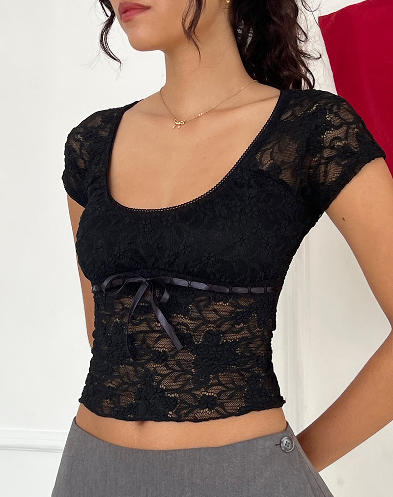 Image of Rada Top in Lace Black