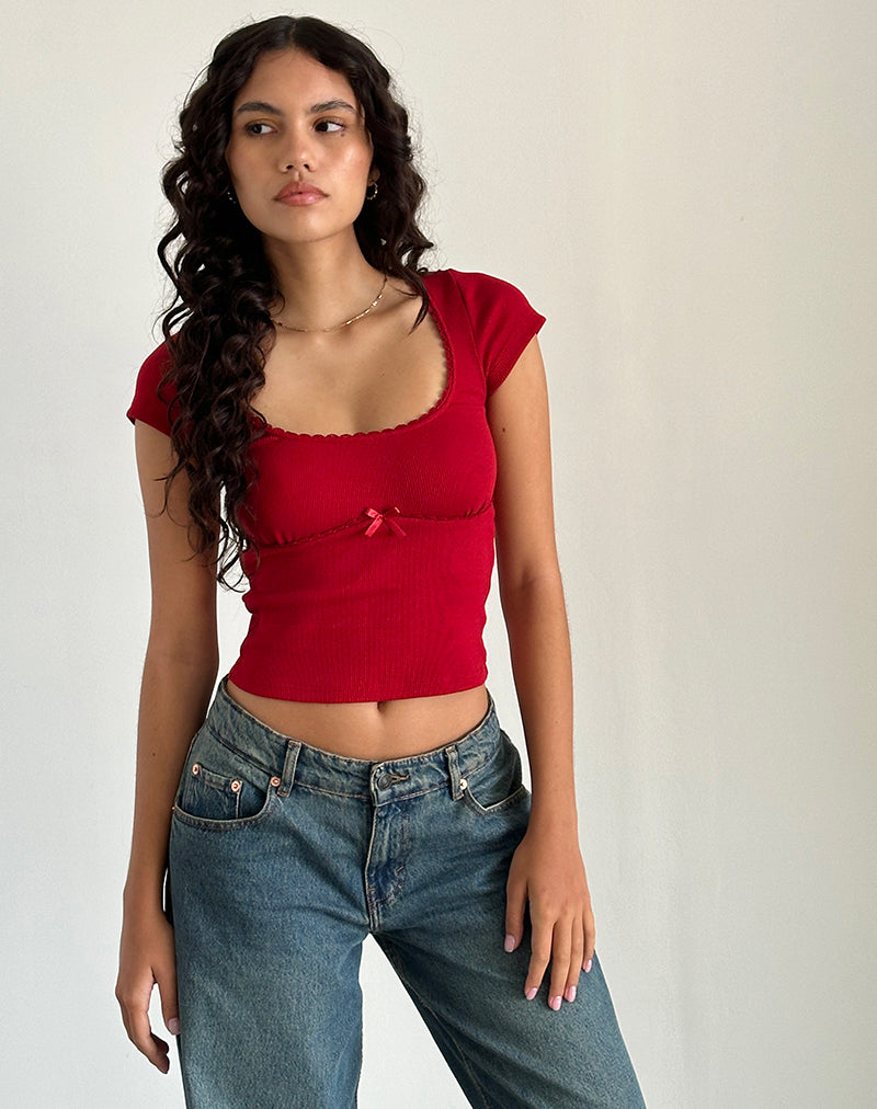 Adrenaline Red Rib Top | Rada – motelrocks-com-us