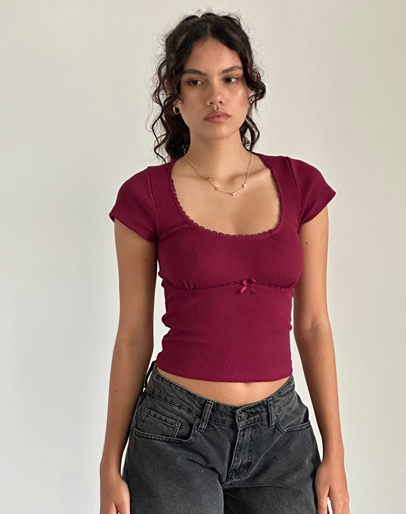 Burgundy Rib Top | Rada – motelrocks-com-us