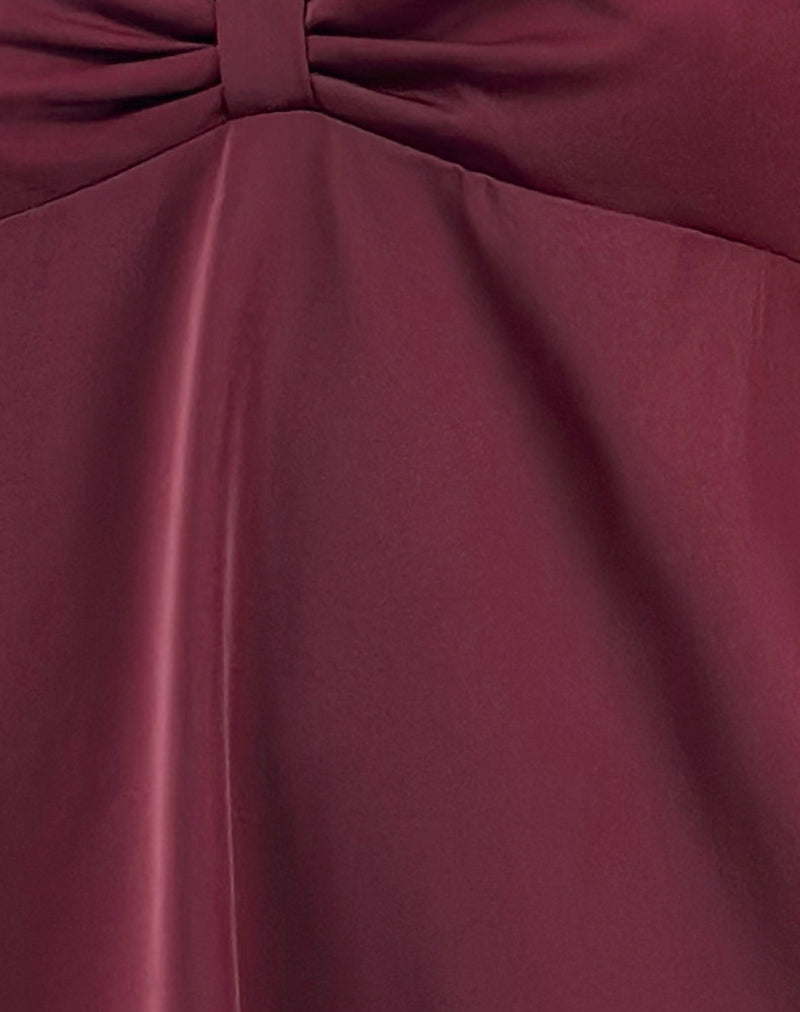 motel rocks burgundy dress Motel Gabriela Midi Dress Botanical Flower Maroon – Universal Store main image 0