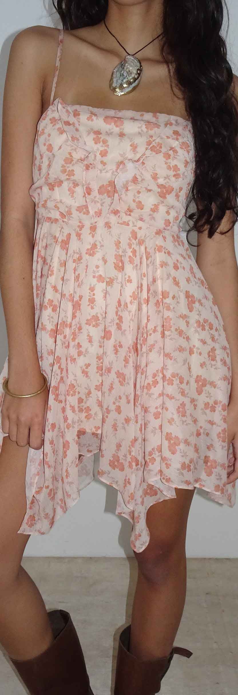 Cotton Printed Dress With Frill Peach Cherry main image 0