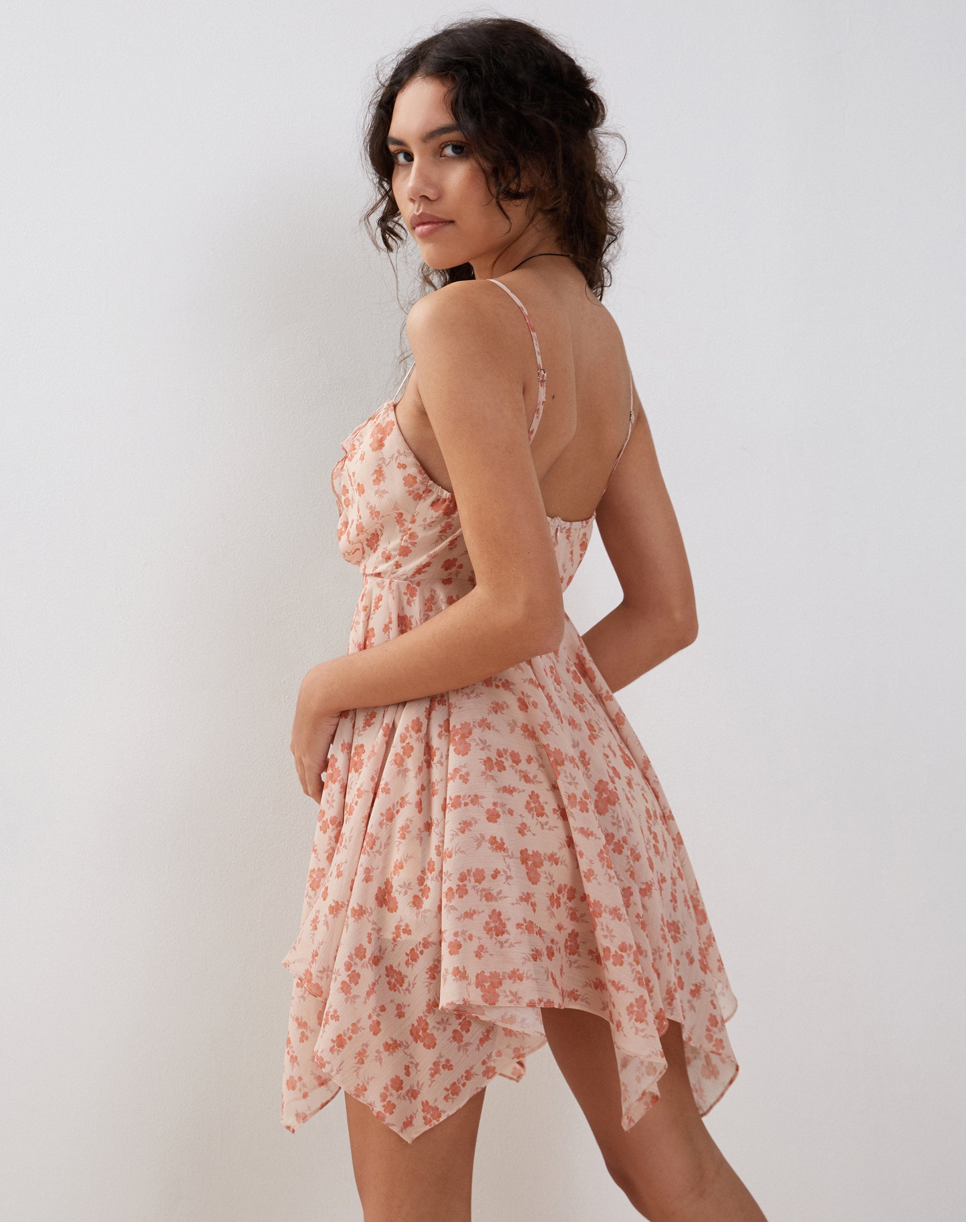 Peach Cherry Blossom Frill Detail Mini Dress | Raftar motelrocks-com-us Peach Cherry Blossom Frill Detail Mini Dress | Raftar motelrocks-com-us