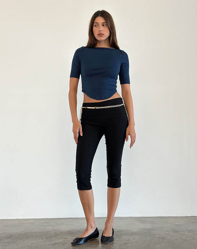 Image of Ralda Curved Jersey Tee in Navy