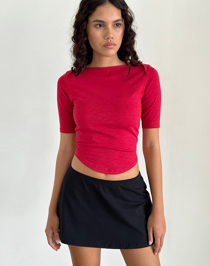 Image of Ralda Curved Jersey Tee in Adrenaline Red