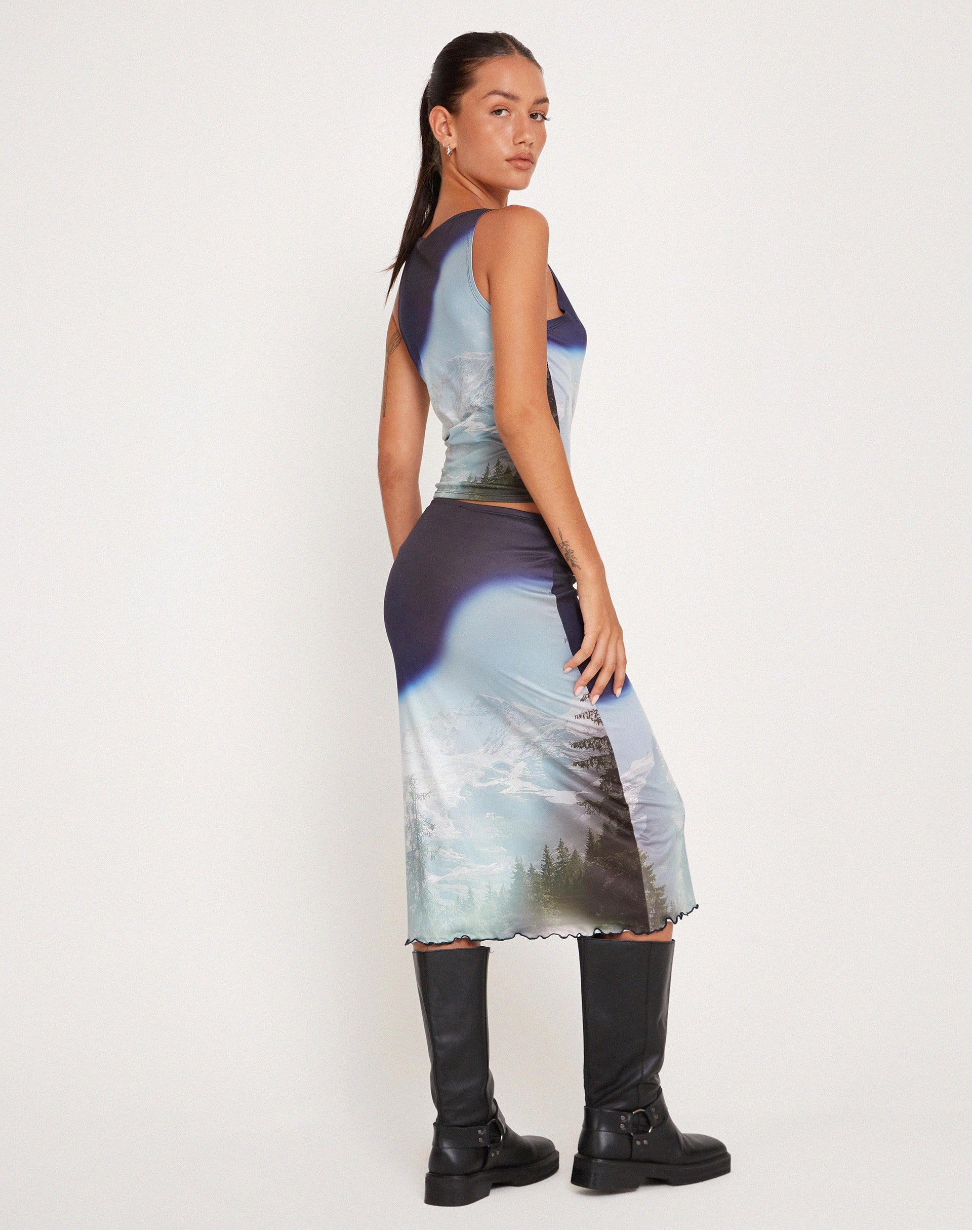 Abstract Landscape Collage Midi Skirt | Rujha – motelrocks-com-us Abstract Landscape Collage Midi Skirt | Rujha – motelrocks-com-us