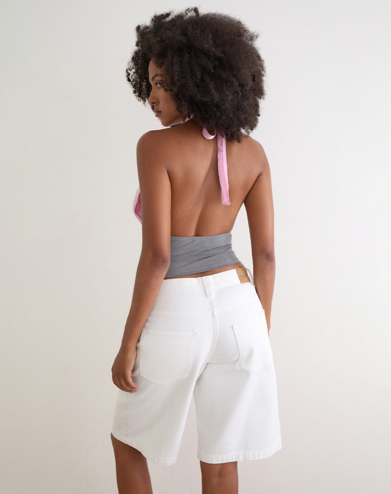 Pink Organza Satin with Grey Contrast Backless Top | Rania – motelrocks ...