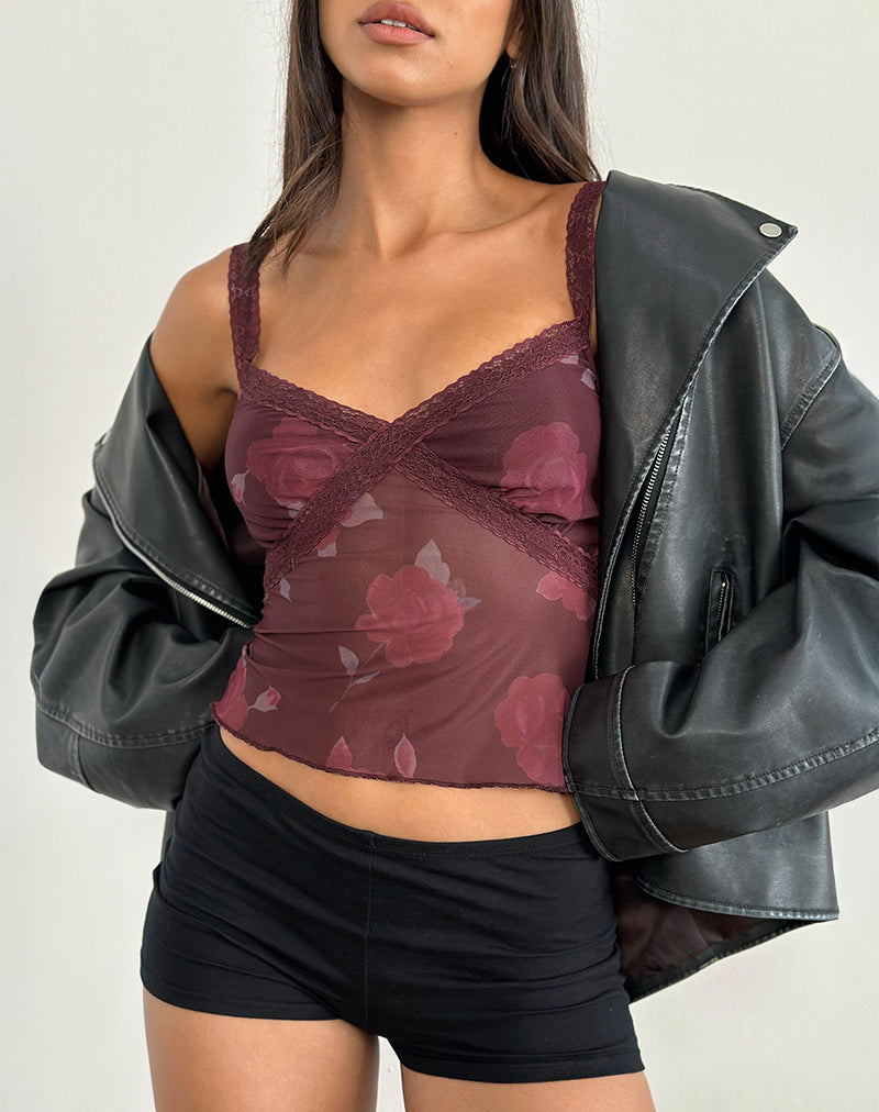 Rasa Cami Top in Blooming Rose Burgundy