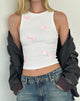 Image of Rave Vest Top in Off White with Pink Bows