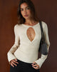 Image of Rayana Knit Top with Keyhole in Beige