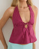 Image of Reem Halterneck Top in Raspberry Shadow Check