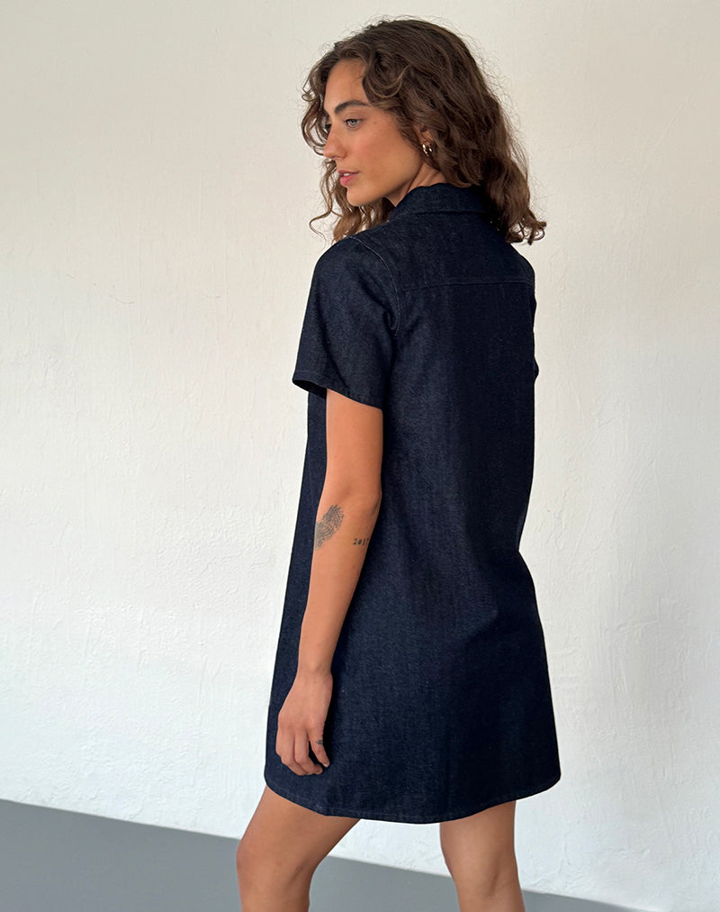Reiga Smock Mini Dress in Denim Indigo Reiga Smock Mini Dress in Denim Indigo
