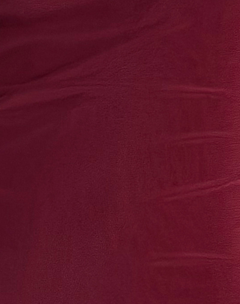 Women's Renata Asymmetrical Mini Dress in Burgundy Mesh, XL
