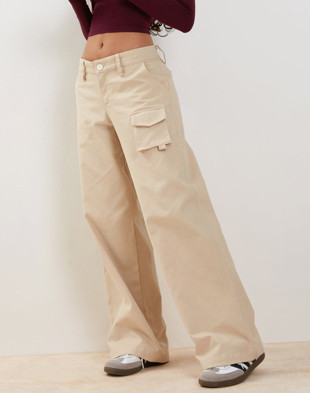 Renee Wide Leg Cargo Trouser in Ecru