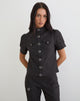 Image of Renia Button Top in Dark Grey