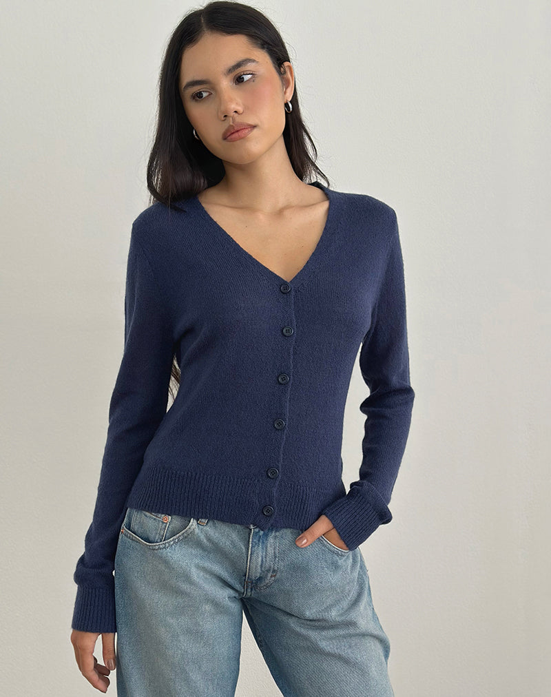 Navy Sheer Knit Cardigan | Renisa – motelrocks-com-us