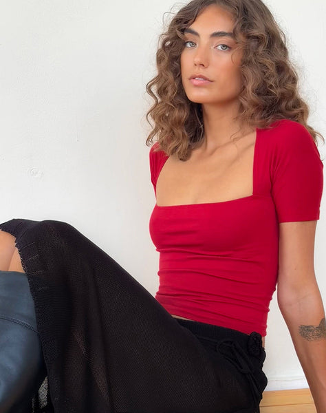 Adrenaline Red Square Neck Top | Requa – motelrocks-com-us