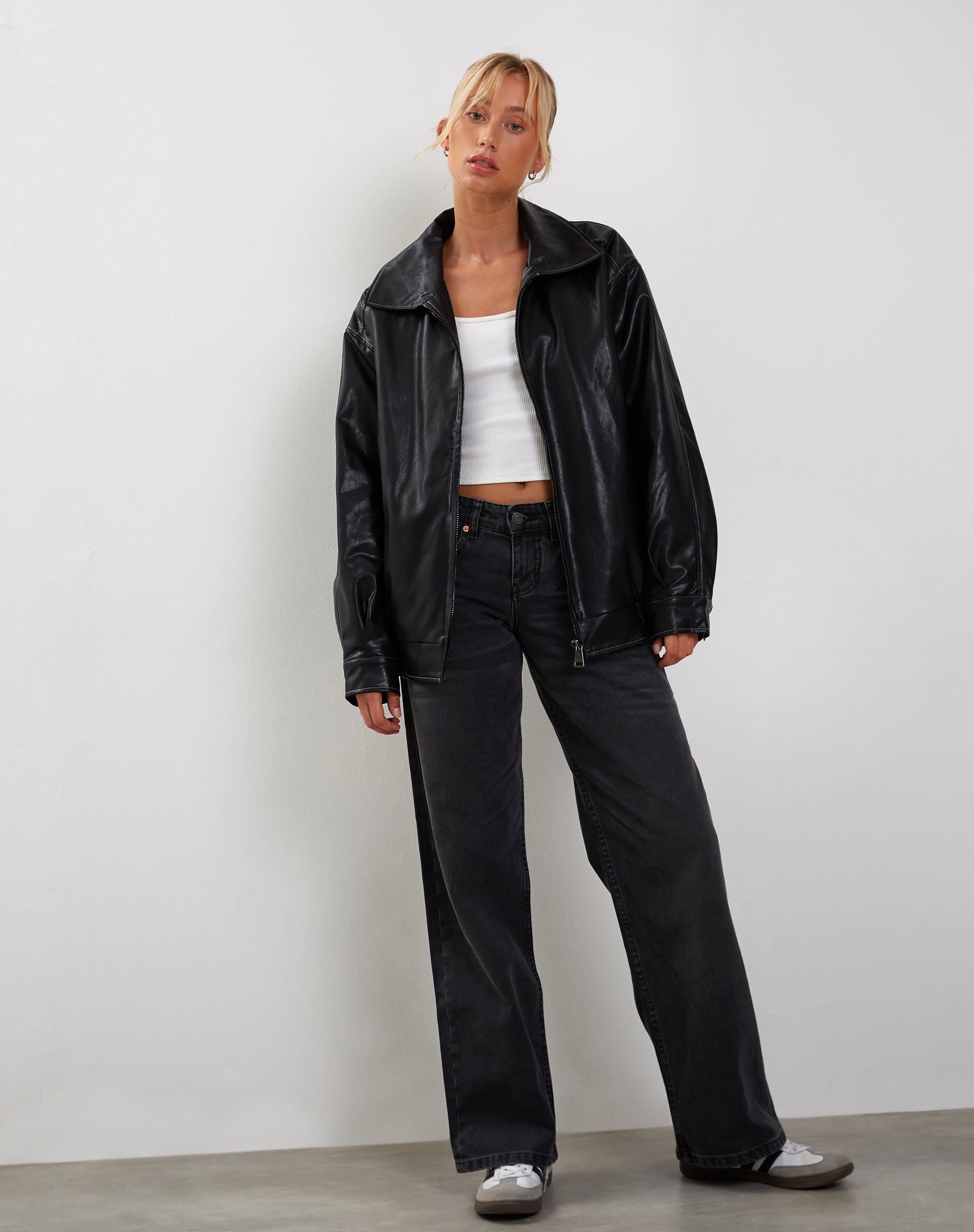 Black with Grey Top Stitch Jacket | Cavita – motelrocks-com-us