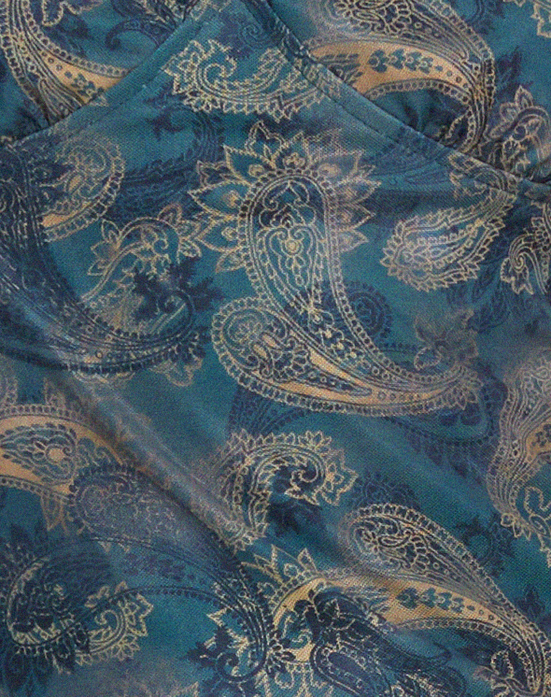 knee length dresses for ladies Tonal Blue Paisley Mesh Midi Dress main image 1