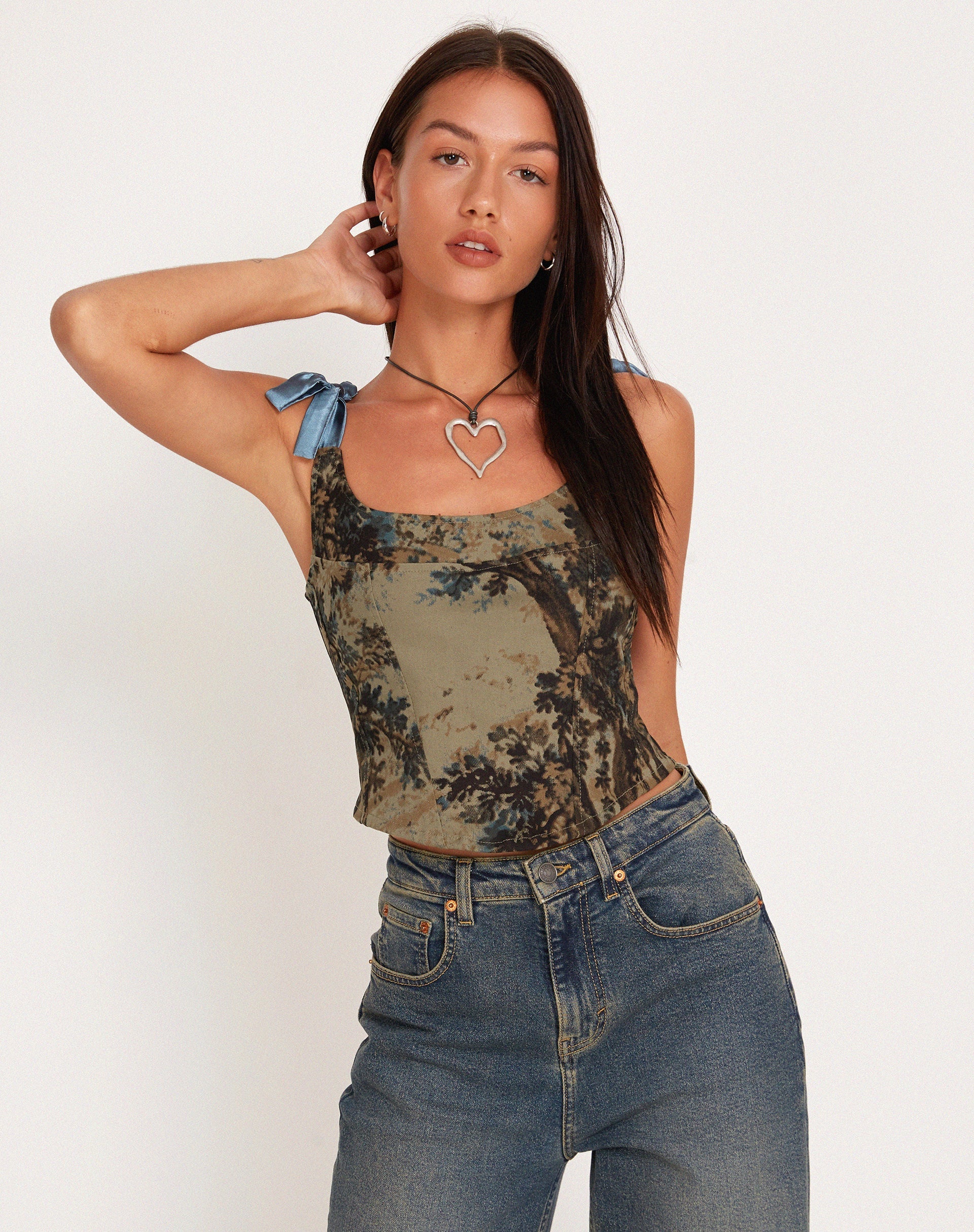 Brown Forest Tapestry Corset Top | Jatmi – motelrocks-com-us