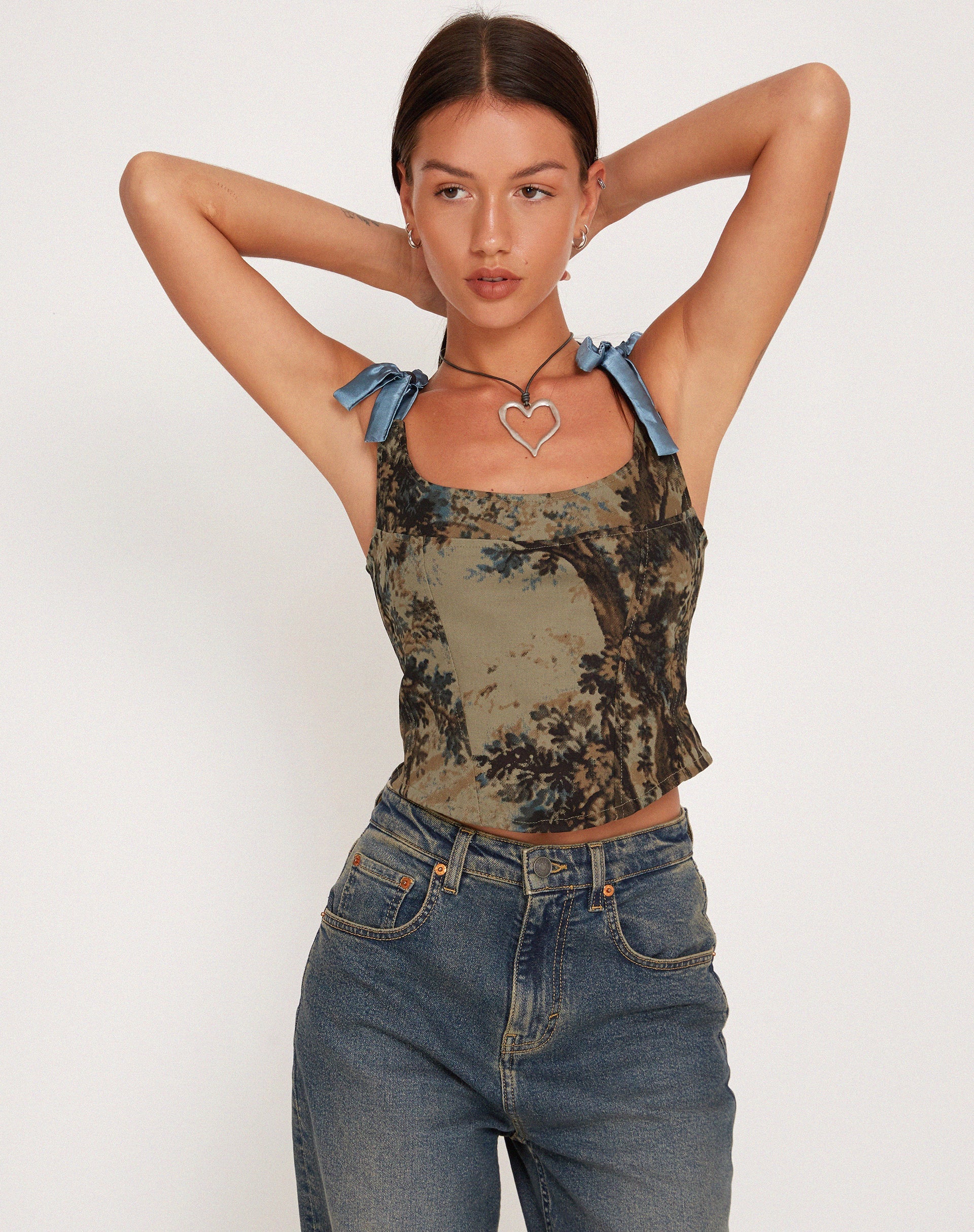 Image of Jatmi Corset Top in Brown Forest Tapestry