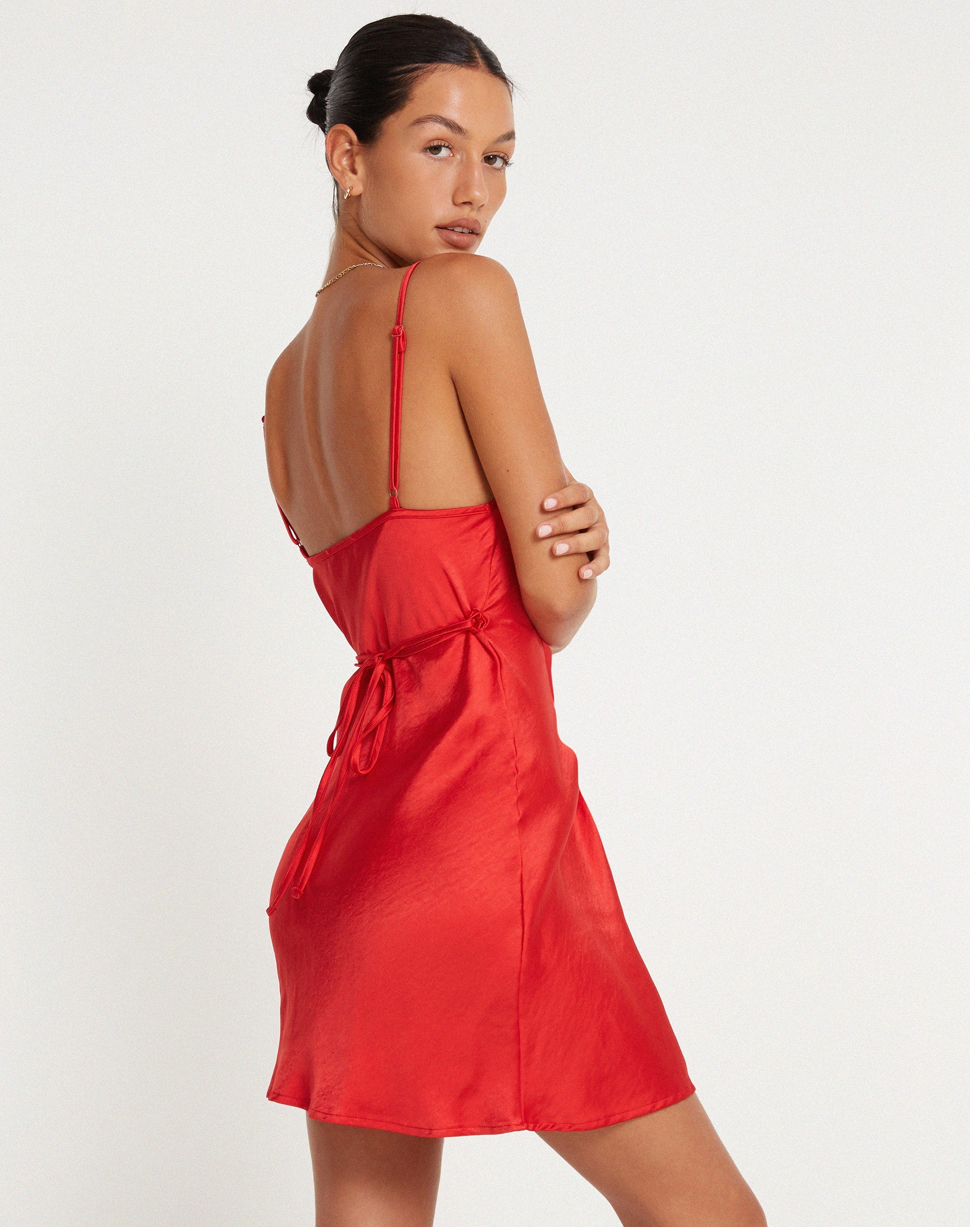 Mini Satin Red Slip Dress Mini Satin Red Slip Dress