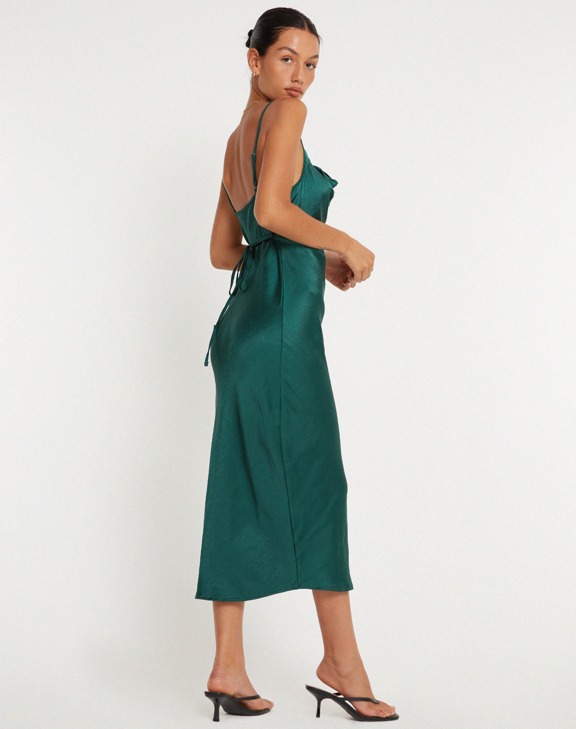 Forest Green Satin Midi Dress | Palasha motelrocks-com-us Forest Green Satin Midi Dress | Palasha motelrocks-com-us