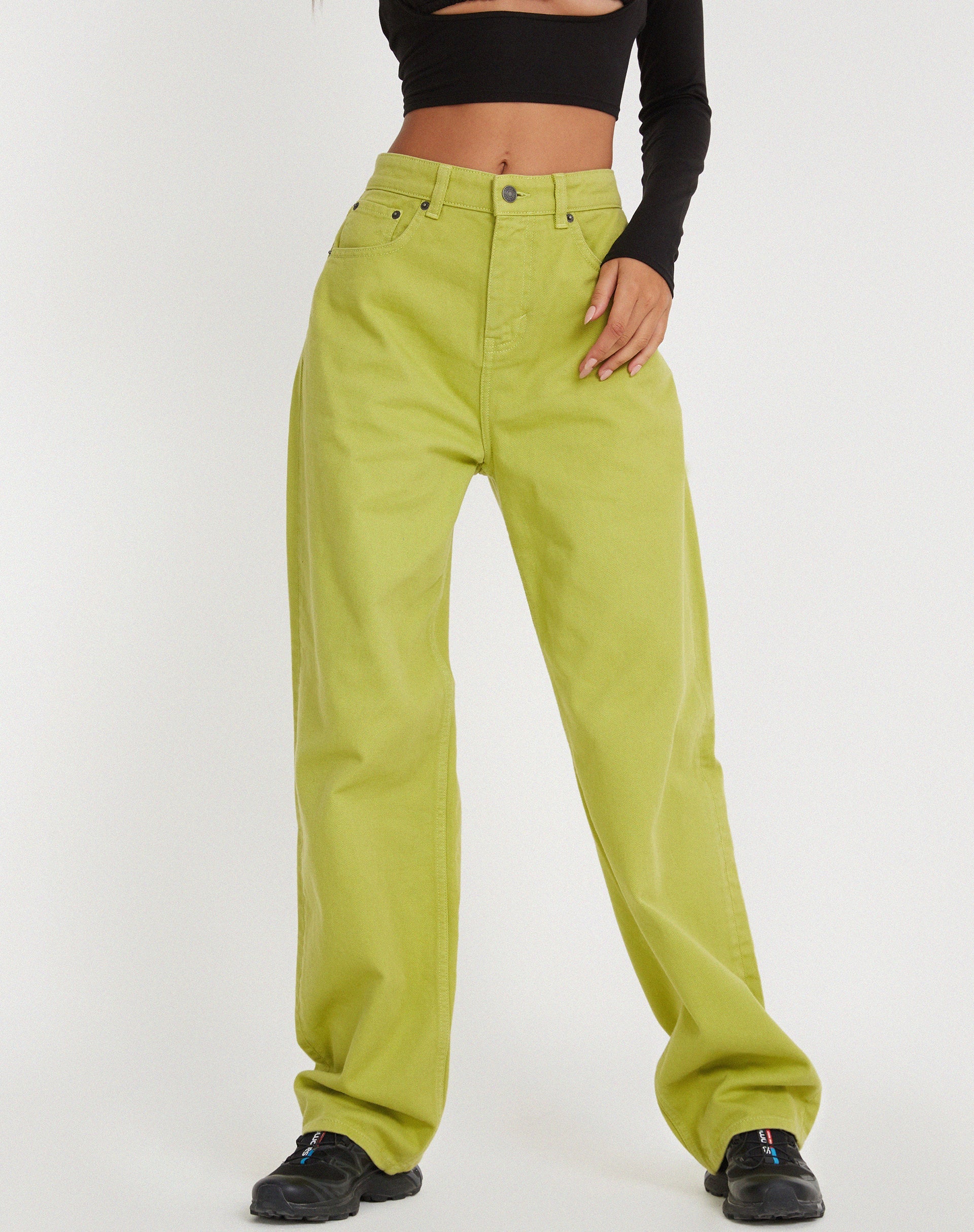 Green 90's Wide Leg Denim Jeans | Parallel – motelrocks-com-us