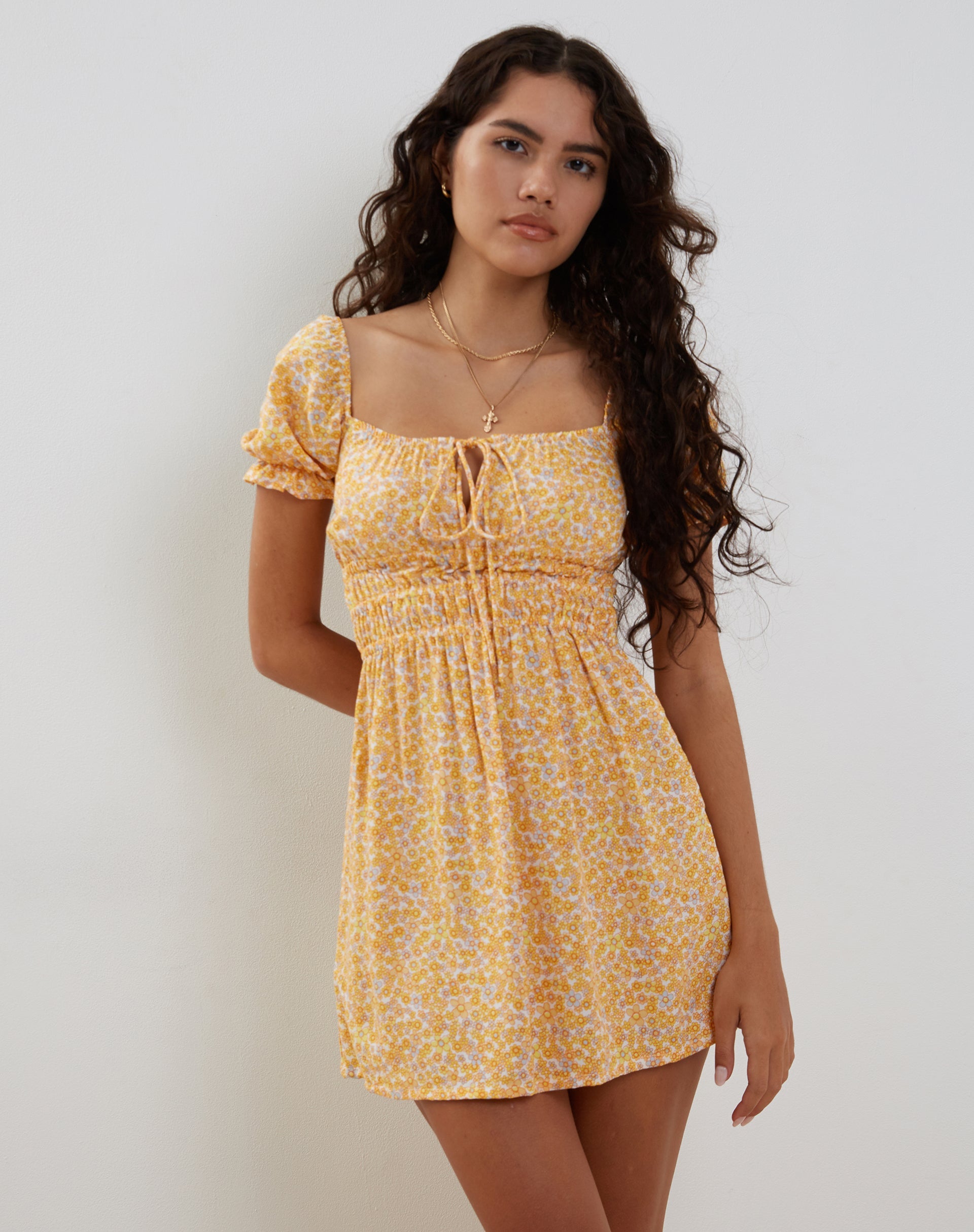 Image of Rosmilly Mini Dress in Flower Garden Yellow
