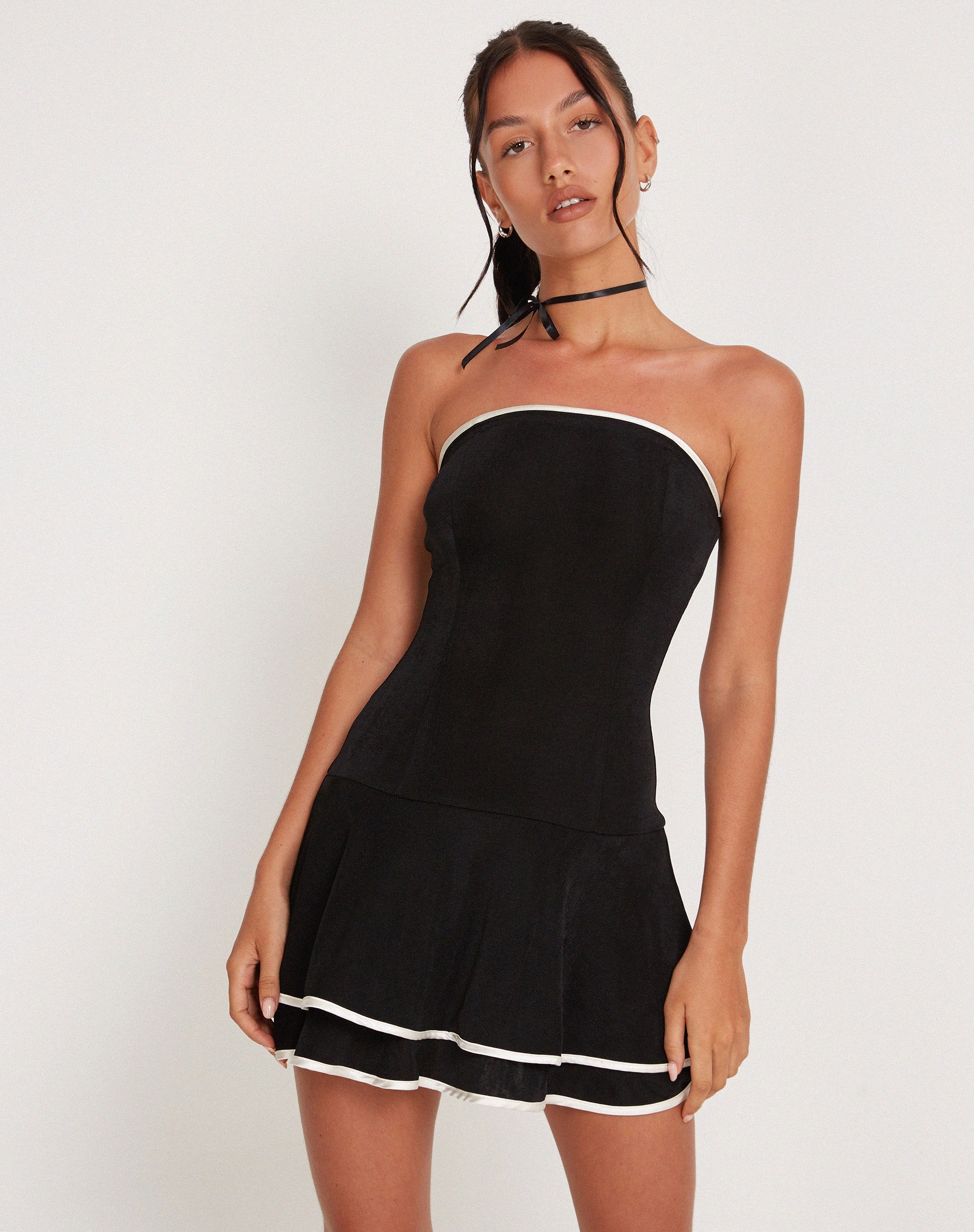 payoda bandeau mini dress Women's Payoda Bandeau Mini Dress in Dark Grey, XL , Pleated , Zip Up grey